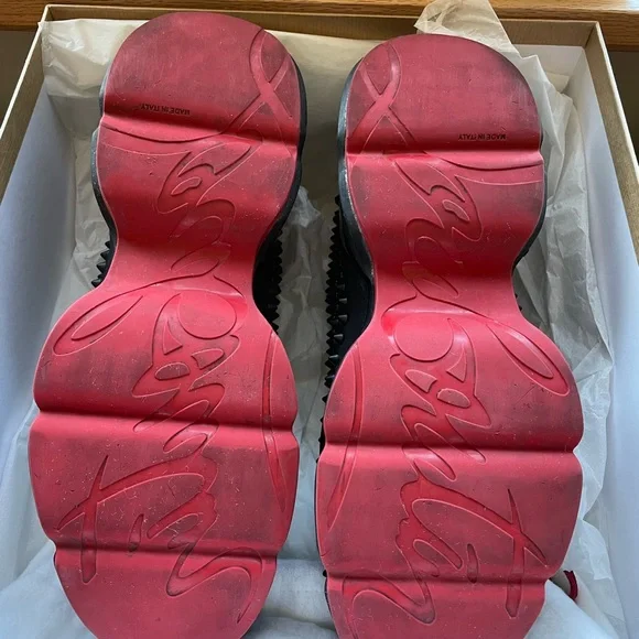 Christian Louboutin Black Spiked Slip-Ons - Picture 6 of 9